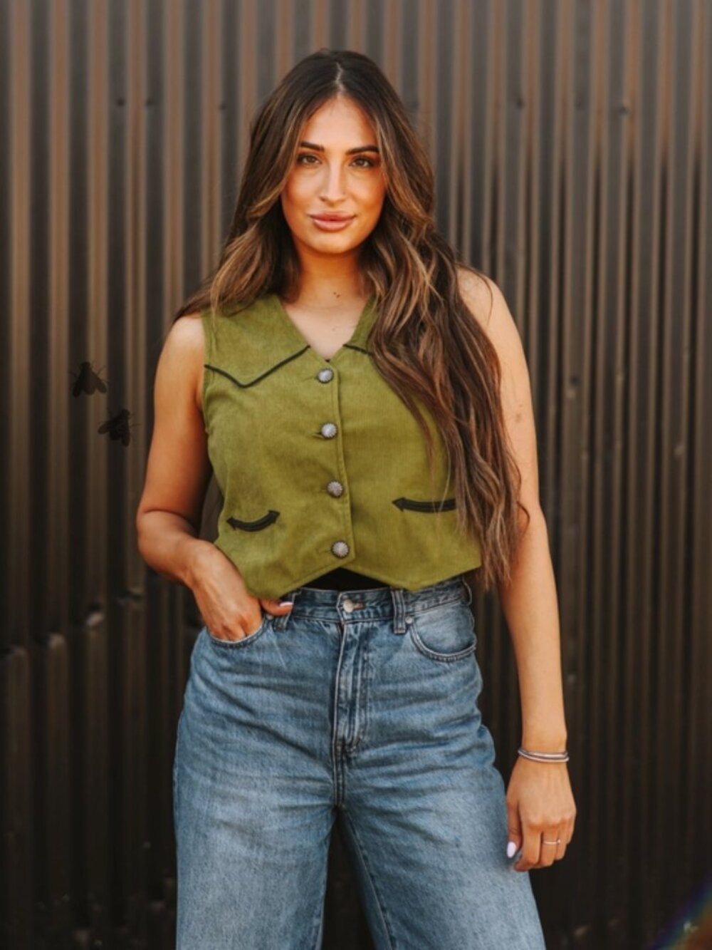 Sloan Corduroy Western Vest [Green]